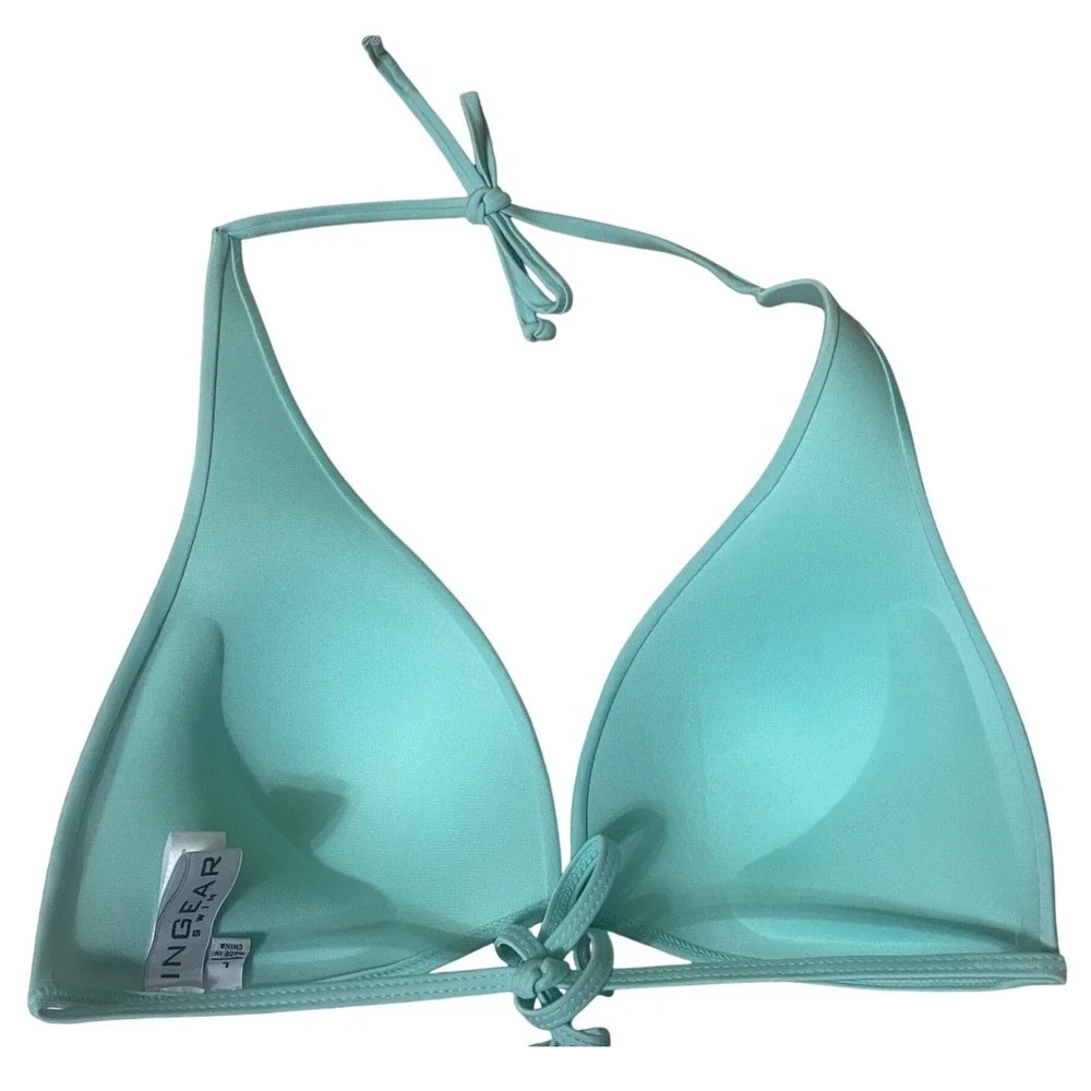 INGEAR SWIM Bikini‎ Top Womens Large Teal Excellent Halter Padded Solid